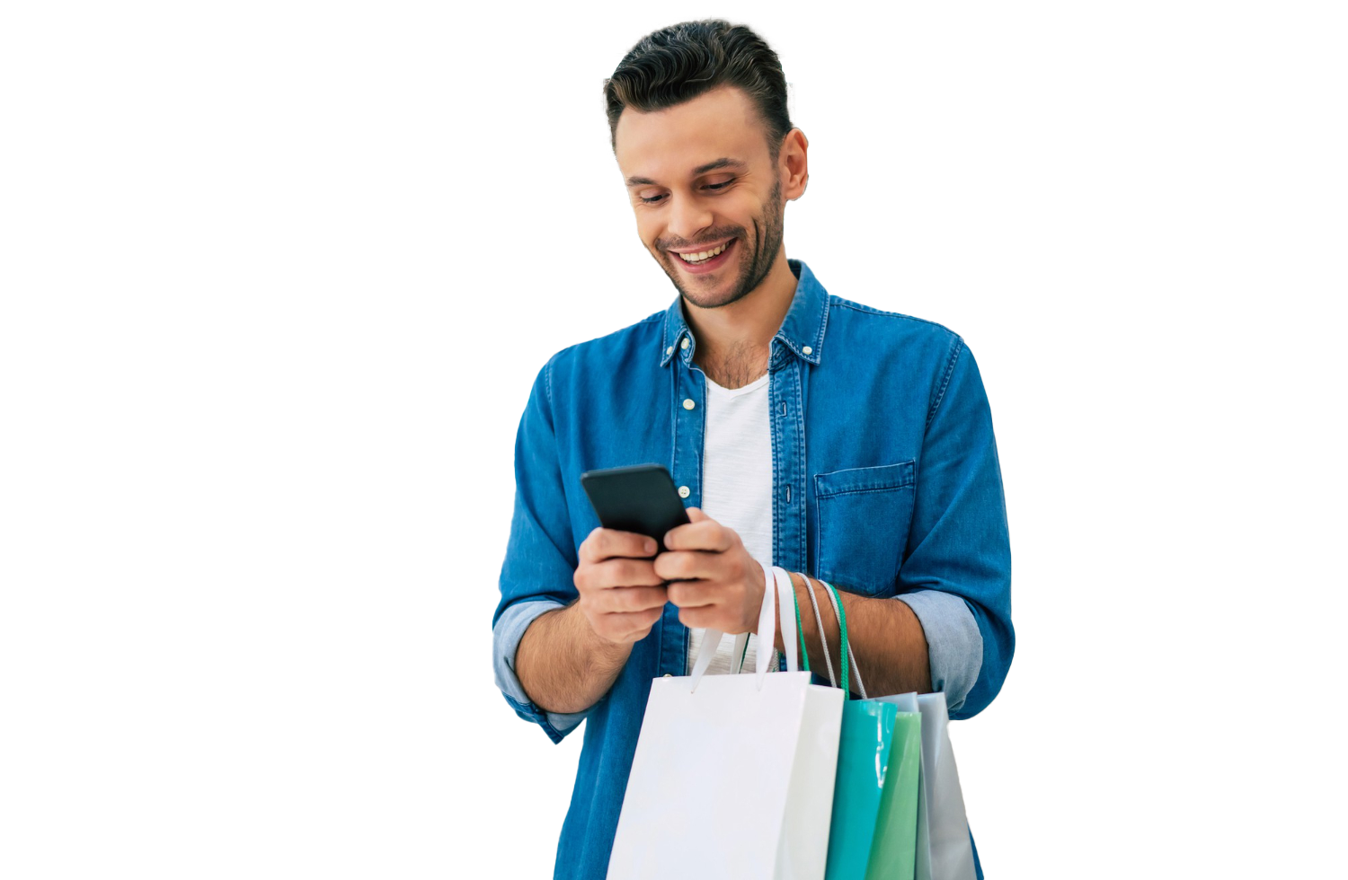 Lucas abrindo o app do supermercado no celular